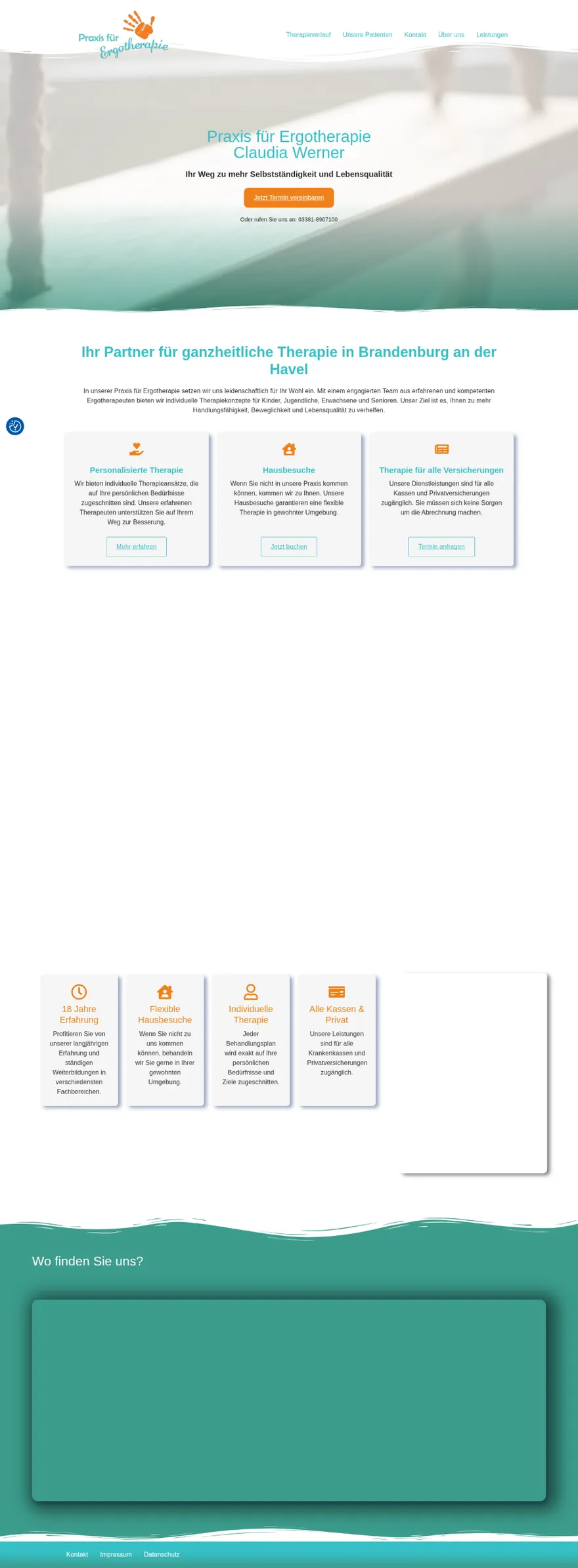Screenshot der Praxis-Website von Ergotherapie Werner