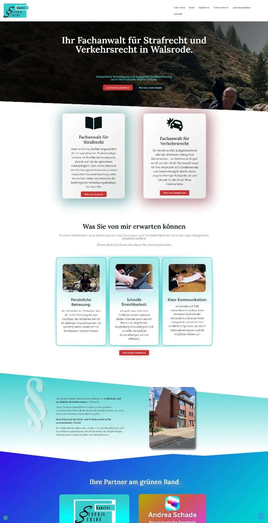 Screenshot der Kanzlei-Website von Rechtsanwalt Schade